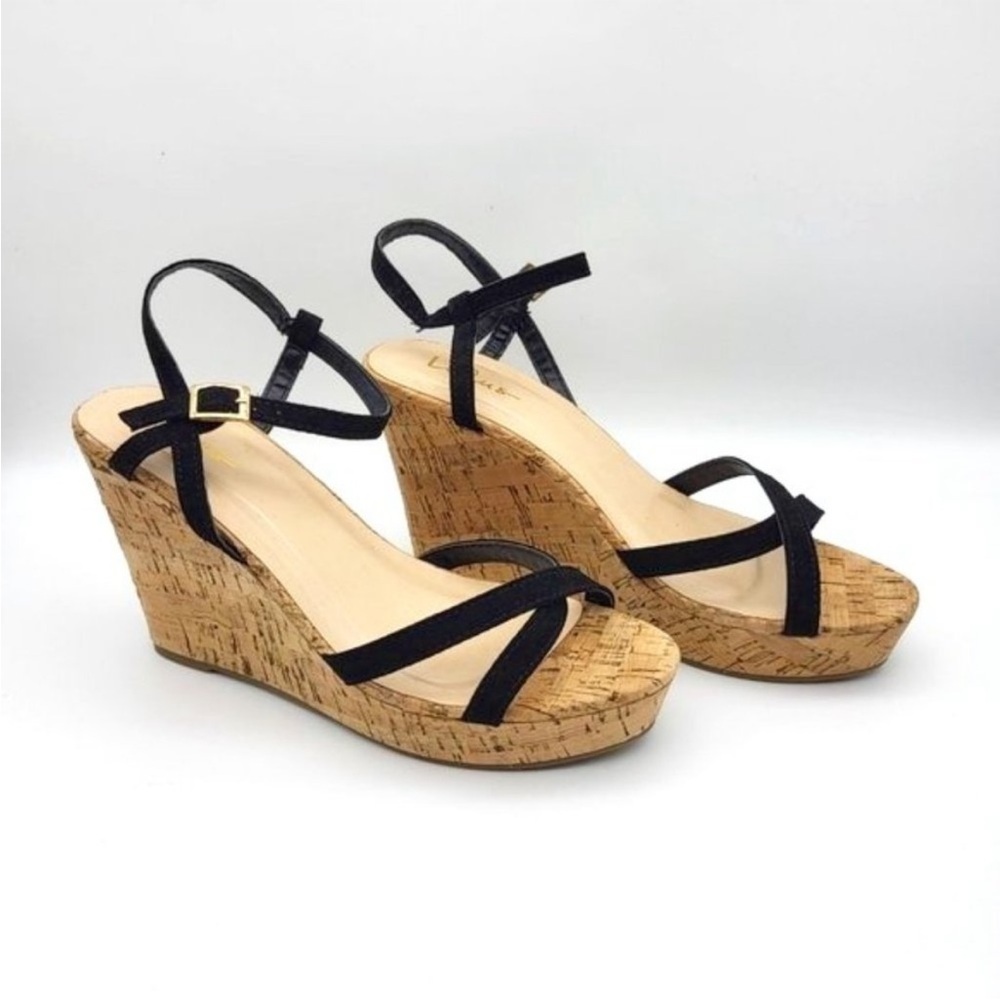 Lulu’s Platform Cork Wedge Scrappy Sandals 8.5